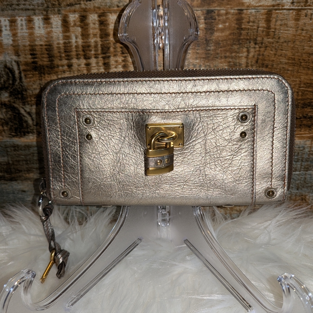 Chloe Paddington Metallic Gold Long Zippy Wallet